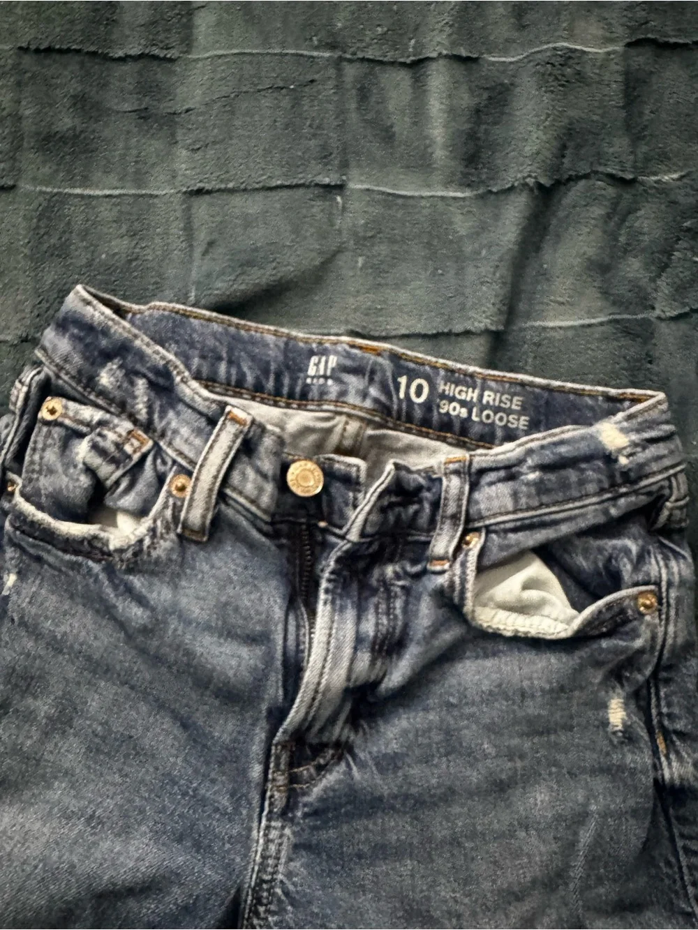 Kids Distressed Blue Denim Jeans - Relaxed Straight Fit